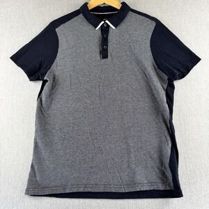 Brice Polo Shirt Mens XL Blue White Pattern Short Sleeve Cotton Casual